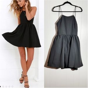 NWT LULU'S Chic Freely Black Backless Tulle Skater Dress XL